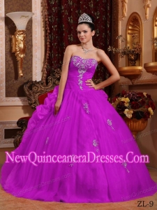 Ball Gown Organza Appliques Custom Made Quinceanera Dresses in Fuchsia