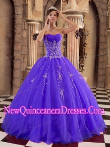 Purple Ball Gown Floor-length Organza Beading Elegant Quinceanera Dress