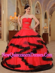 A Colourful Strapless Floor-length Appliques New Style Quinceanera Dress