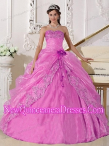 Elegant Ball Gown Strapless Organza Embroidery with Beading Quinceanera Dress