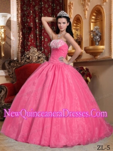 Watermelon Ball Gown Strapless Appliques Elegant Quinceanera Dress