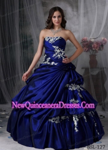 A Ball Gown Strapless Taffeta Appliques Simple Quinceanera Dresses