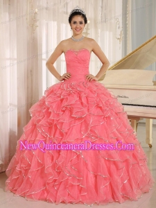 2013 Retty Ruffles and Beaded For RedQuinceanera Dress Custom Made