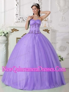 Plus Size Lilac Ball Gown Sweetheart Floor-length Tulle and Taffeta with Beading Quinceanera Dresses