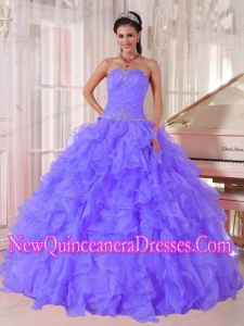 Ball Gown Elegant Quinceanera Dresses with Strapless Purple Organza Beading