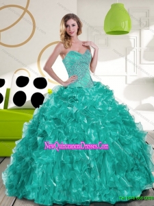 Elegant Sweetheart Beading and Ruffles Quinceanera Dress for 2015