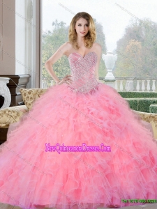 New Style Beading and Ruffles Sweetheart Quinceanera Gown for 2015