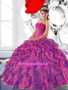 New Style Sweetheart 2015 Quinceanera Dress with Appliques and Ruffles