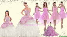 Elegant Ruffles Multi Color Quinceanera Dress and Pink Short Dama Dresses and 2015 Straps Ruffles Little Girl Dress