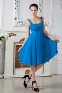 Empire Straps Knee-length Chiffon Ruch Dama Dresses for Quinceanera