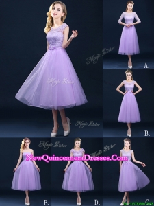 2016 Exclusive A Line Tulle Lavender Dama Dress in Tea Length