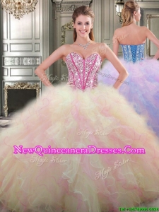 Lovely Big Puffy Tulle Quinceanera Dress with Beading and Ruffles