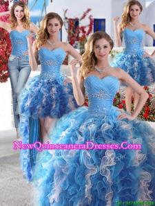 New Style Big Puffy Detachable Quinceanera Dresses with Beading and Ruffles