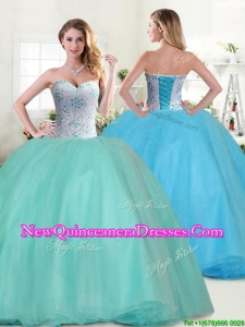 Perfect Big Puffy Apple Green Quinceanera Dress with Beading