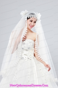 Cheap One-Tier Lace Edge Drop Veil Wedding Veils