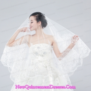 Classic One-Tier Lace Appliques Edge Wedding Veil