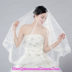 Eelgant One-Tier Angle Cut Bridal Veils with Lace Edge