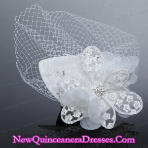 Fashionable Beading Tulle and Lace Hat Hair Ornament