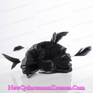 Cheap Black Feather Organza Wedding Hair Ornament