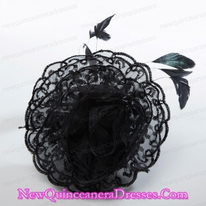 Cheap Feather Black Lace Fascinators for Wedding