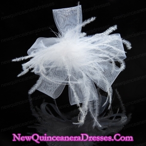 Cheap White Tulle Elegant Feather Fascinators