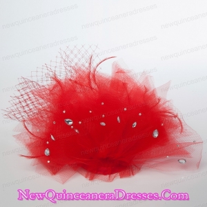 White Rhinestone Tulle Hair Ornament for Women