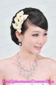 Pretty Alloy With Rhinestone Engagement Jewelry Set Including Necklace And Headpiece