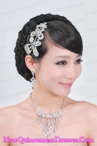 Shining Rhinestones Alloy Wedding Jewelry Set Including Necklace And Earrings