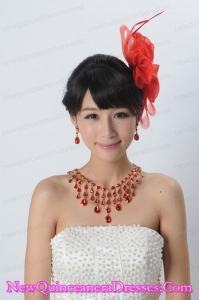 Nice Crystal Fabric Head Flower and Necklace