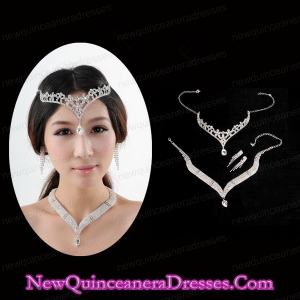 Princess Rhinestone Jewelry Set Including Necklace Tiara And Earrings