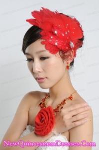 Red Crystals Alloy Plated Necklace And Earrings Jewelry Set