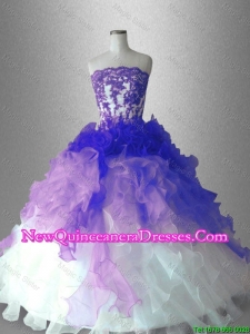 Custom Made Appliques and Ruffles Quinceanera Gowns with Strapless