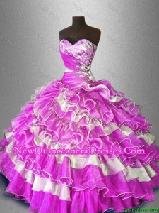 Custom Made Beaded and Ruffles Sweet 16 Gowns in Multi Color