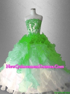 Custom Made Strapless Sweet 16 Dresses with Appliques and Ruffles