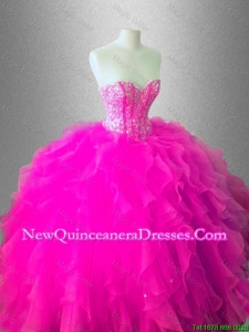 Custom Made Ball Gown Ruffles Sweet 16 Gowns with Beading