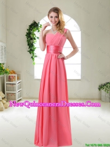 Cheap Watermelon Red Dama Dresses with One Shoulder