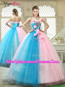 Fashionable Hand Made Flowers Sweet 16 Gowns with Strapless