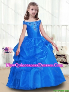 Elegant Off the Shoulder 2016 Little Girl Pageant Dresses with Beading