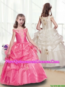 New Style Off the Shoulder Cute Little Girl Pageant Dresses with Appliques