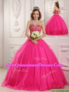 2016 Hot Sale Hot Pink A Line Sweetheart Floor Length Quinceanera Dresses