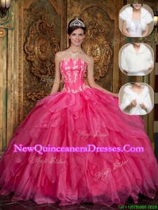 2016 Hot Sale Strapless Quinceanera Dresses with Appliques and Ruffles