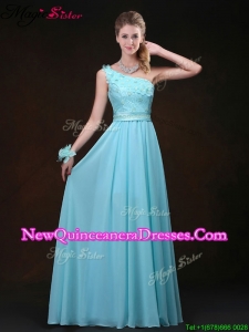 New Style Empire One Shoulder Dama Dresses with Appliques