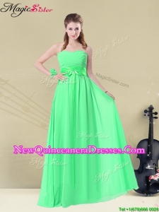 New Style Empire Sweetheart Dama Dresses with Ruching and Belt