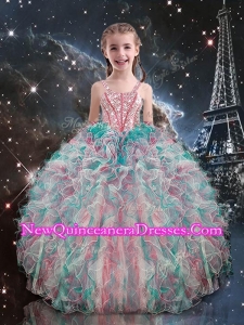 2016 Pretty Straps 2016 Little Girl Pageant Dresses with Beading and Ruffles