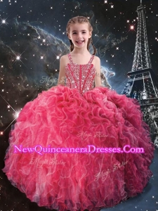 Beautiful Straps Little Girl Pageant Dresses with Beading for Fall