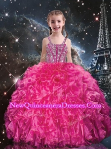 Hot Sale Straps Little Girl Pageant Dresses with Beading and Ruffles