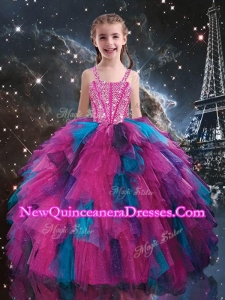 Petty Straps Beading Multi Color Little Girl Pageant Dresses for Winter