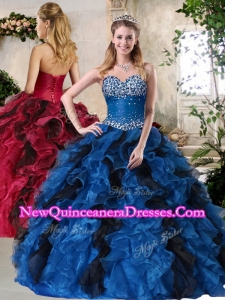 Perfect Ball Gown Multi Color Quinceanera Dresses with Beading and Ruffles