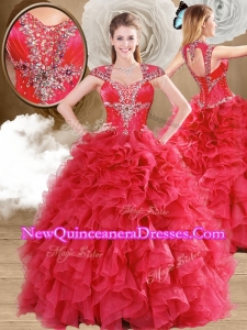 Perfect Beading and Ruffles Quinceanera Dresses in Red