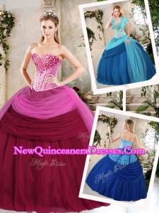 2016 Simple Ball Gown Beading Quinceanera Dresses for Fall